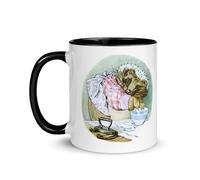 Chatcripant Tazza di pietra coniglio Bétrix Potter Madame Piquedru Blanchiseuse Petitgris Scoiattolo nocciola tazza tè caffè bambino illustrazione disegno Pasqua regalo fantasia natura animali signora