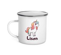 Chatcripant Tazza personalizzabile con nome per bambini, fantasia, tazza da bambina, ragazzo, bicchiere in metallo in acciaio, ceramica, regalo di Natale, compleanno (unicorno)