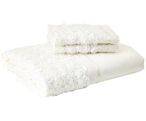 Chateau de Belle Maison, Set Copripiumino con Rose in Rilievo, in Policotone, Crema, Super King Size