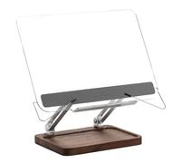 Chatonshen Acrilico Supporto Libro Portadocumenti Portacucina Sostegno Lettura in Acrilico con Base in E Telaio in Alluminio Regolabile con Clip in Silicone