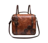 Chatonshen Borsa a Tracolla Donna Borsa a Spalla Zaino Tracolla Cartella in Pelle Pu con Design Strutturato E Dettagli a Rivetti Interno Scuro con Tasca Adatta per Lavoro Passeggio Viaggio Serate