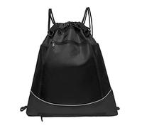 Chatonshen Borsa da Basket Sacca Chiusura con Cordoncini Tasca Frontale per Piccoli Oggetti Tessuto Impermeabile Leggero Conservazione Facile Adatta per Scuola, Nero