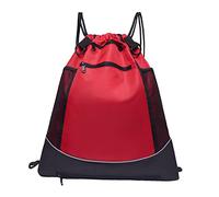 Chatonshen Borsa da Basket Sacca Chiusura con Cordoncini Tasca Frontale per Piccoli Oggetti Tessuto Impermeabile Leggero Conservazione Facile Adatta per Scuola, Rosso