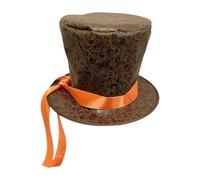 Chatonshen Cappello a Cilindro, Cappello, Cappello da Cowboy, Realizzato in Velluto E Flanella, Pieghevole, per Uomo E Donna, per Feste, Carnevale, Spett, Marrone