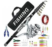 Chatonshen Combo da Pesca Set Completo Canna Mulinello Esche Carbonio Telescopico con Ingranaggi Precisi 5.2 1 E Sacca Compatta Adatto per Fiume Lago Campeggio, 300CM