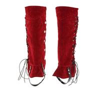 Chatonshen Copriscarpe Pirata Rinascimentali Copristivali Stivali Accessori Cosplay Cavaliere in Pelle PU con Lacci Resistenti Adatti per Spettacolo Festa Traves, Rosso