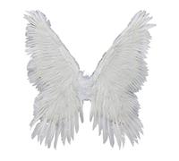 Chatonshen Costume Angelo Piumato Decorative Pieghevoli con Piume Accessorio Cosplay Fascia Elastica Adatto per Travestimento Halloween, Bianco 80x90cm