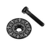 Chatonshen Headset Top cap M6 Copertura Vite Superiore Testa Manubrio Kit Copri Manubrio Bicicletta Impermeabile in Lega di Titanio Leggero Adatto per Biciclette, Nero-Totem