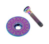 Chatonshen Headset Top cap M6 Copertura Vite Superiore Testa Manubrio Kit Copri Manubrio Bicicletta Impermeabile in Lega di Titanio Leggero Adatto per Biciclette, Multicolor-Totem