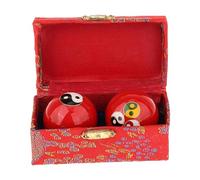 Chatonshen Set di 2 Palloni da Ginnastica Cinesi con Custodia - Palline Baoding per Bambini E Anziani, Pettegolezzo colorato Rosso