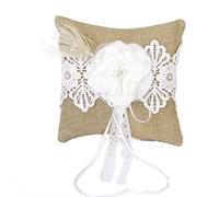 Chatonshen Wedding Bearer Cuscino Porta Anello Porta Espositore Anelli in Tessuto Elegante con Perle Finte E Fiocco Indicato per Matrimonio