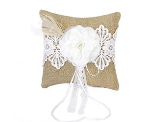 Chatonshen Wedding Bearer Cuscino Porta Anello Porta Espositore Anelli in Tessuto Elegante con Perle Finte E Fiocco Indicato per Matrimonio