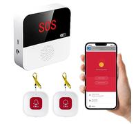 Chatthen Salvavita Anziani, Tuya Pulsante WIFI, Allarme casa, 1 Ricevitore e 2 SOS Pulsante (Supporta solo il Wi-Fi 2.4GHz) Adatto ad Anziani, Malati, Disabili, Bambini