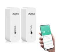 Chatthen Termometro Igrometro Ambiente WiFi Interno, Tuya Digitale Sensore Temperatura con App Intelligente Registrazione Dati, Termometro Casa Misuratore Umidità Ambiente (2 Pack)