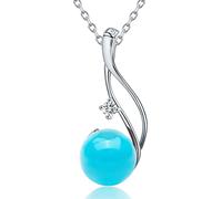 CHAULRI Collana con ciondolo turchese della Bella addormentata 910 mm, in argento Sterling 925 placcato oro 18 carati, pietra portafortuna di dicembre, regalo di compleanno, qualcosa di blu, regalo di