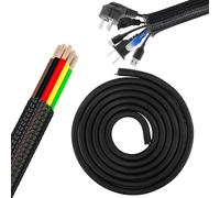 ChAusa 10mm-5m Guaina Cavi Self-closing,Raccogli Cavi,Nascondi Copri Elettrici Proteggi il Cane Gatto Dai Cordoni da Masticare,Cable Management per TV Computer Ufficio Casa Auto-Nero