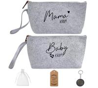 ChAusa 2 Pezzi Beauty Case Bambina con Cerniera, Portatile in Bustina Portatutto Donna, Beauty Case da Viaggio Donna in Feltro, perla Mamma Regalo di Gravidanza Neomamme