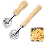 ChAusa 2 Pezzi Rotella Tagliapasta Taglia pasta Fresca Rotella Ravioli per Ravioli con Manico in Legno Tagliaravioli Pizza Merletto per Casa e Cucina tortellini(12.8×4 cm+16×4 cm)