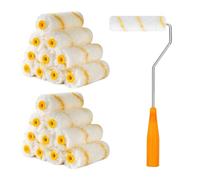 ChAusa 20 Pezzi Rullo per Dipingere Muri Riutilizzabili, 10cm Rullino Pittura con 20 x Rullo Pittura Piccolo Vernice 1 x Rullo Vernice con Manico, per La Verniciatura di Mobili e Piccole Superfic