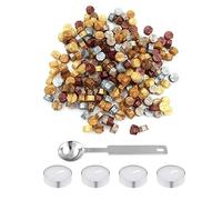 ChAusa 200 Pezzi Colore Toni Metallici Ceralacca Perline, Perle di Ceralacca Ottagonali, Sigillo di Perline di Cera, con 1 Cucchiaio da Fusione, 4 Candele Adatto per Francobolli, Carta da Regalo
