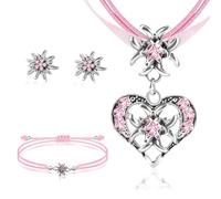 ChAusa 3 pezzi Cuore Ciondoli Oktoberfest, Stella Alpina, Gioielli Bavaresi Tradizionali, Parure Gioielli Donna, Stella Alpina Gioielli Oktoberfest, per Dirndl e Oktoberfest