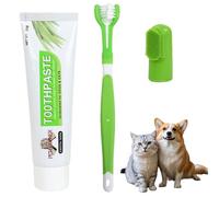 ChAusa 4 Pezzi Spazzolino e Dentifricio per Cani, Pulizia Denti cane, kit Pulizia Cane, per Pulire Efficacemente e Prevenire Tartaro e Favorire La Salute delle Gengive a Doppia Estremità