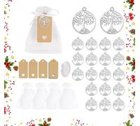 ChAusa 91 bomboniere battesimo, 30 ciondoli angelo custode, 30 sacchetti organza bianca, 30 ciondoli carta kraft, 1 rotolo nastro, portafortuna, regali, battesimi, matrimoni