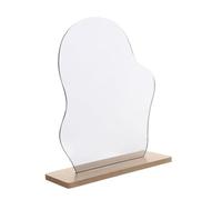 ChAusa Acrilico Specchio Irregolare 24x19cm Vanity Mirror, Specchio da Scrivania con Base in Legno per Camera da Letto e Aesthetic Room Decor