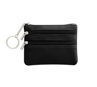 ChAusa Petit Portefeuille Femme, Petit Porte Monnaie, Mini Portefeuille en Cuir, Sac à Monnaie avec Trois Compartiments, Étui pour Clés de Cartes de Visite pour Hommes et Femmes, Noir