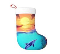 Chaussette de Noël à motif dauphin des îles hawaïennes, 45 cm, à suspendre à la cheminée avec boucle, pour une décoration de Noël idéale pour les fêtes de famille.