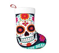 Chaussette de Noël imprimée pour la fête des morts, 45 cm, à suspendre à la cheminée avec boucle, décoration de Noël