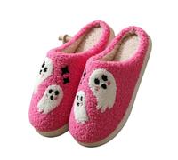 Chaussons D'Halloween En Coton, Automne/hiver, En Forme De Cœur, Pour La Maison, En Peluche, Motif Dessin Animé, 2025 (Ghost rose,36EU)