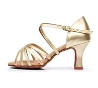Chaussures De Danse Latine pour Femmes, Sandali Salsa pour Salle, Talons Moyens, Semelle En Daim(Green,36)