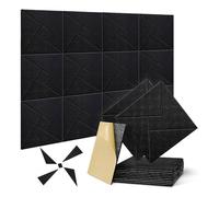 Chavisenty Confezione da 12 pannelli acustici autoadesivi, 30,5 x 30,5 x 1,0 cm, in schiuma fonoassorbente, per casa, studio, ufficio (nero)