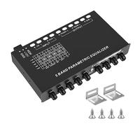 Chavisenty Equalizzatore audio per auto a 5 bande, equalizzatore grafico regolabile a 5 bande equalizzatore grafico con interruttore di selezione ingresso CD/AUX, nero