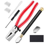 Chavisenty Kit tagliavetro per vetro colorato con pinze per vetro resistente e strumento tagliavetro a matita