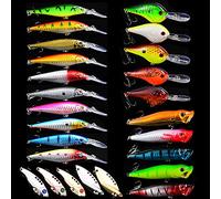CHAWHO 25pcs Set di Esche da Pesca per Pesciolini, Esche Duro in Plastica Artificiali, Esche per Acqua Dolce e Salata