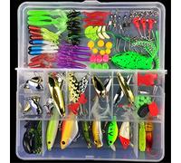 CHAWHO Kit di Esche da Pesca 106 Pezzi - Trota Spinning Accessori con Esche Dure, Minnow, Crank, Popper, VIB, Vermi