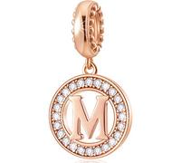 CHAWIN Charm a forma di lettera A-Z, in oro rosa, autentico argento Sterling 925, compatibile con braccialetti Pandora, collana, cerchio, per donne, ragazze, scintillanti Zirconia cubica