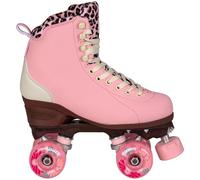 Chaya Pattini a rotelle Miyu Pink Leopard - Pattini per uomo e donna in stile retrò per scooter discoteca - Scarpe arrotolabili in rosa