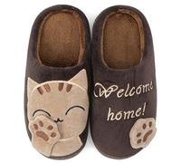 ChayChax Carino Cartone Animato Pantofole da Casa Bambini Uomo Donna Inverno Peluche Ciabatte Interne Comode Caldo Scarpe di Cotone Invernale, Marrone, 35/36 EU=Produttore 36/37