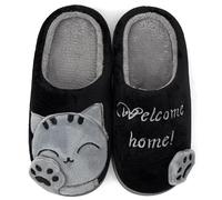 ChayChax Carino Cartone Animato Pantofole da Casa Bambini Uomo Donna Inverno Peluche Ciabatte Interne Comode Caldo Scarpe di Cotone Invernale, Nero, 31/32 EU=Produttore 32/33(230)