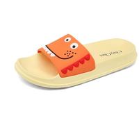 ChayChax Ciabatte da Spiaggia e Piscina per Ragazzi e Ragazze Antiscivolo Pantofole da Bagno e Doccia Leggeri Sandali a Punta Aperta,Arancione B,34/35 EU=Fabbricante 35