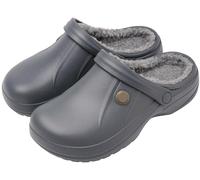 ChayChax Donna Uomo Invernali Zoccoli Sabot Imbottiti Calde Morbide Pantofole Casa Esterno in Comode Peluche Inverno Impermeabile Scarpe da Giardino, Grigio Grigio, 35/36 EU