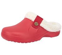 ChayChax Donna Uomo Invernali Zoccoli Sabot Imbottiti Calde Morbide Pantofole Casa Esterno in Comode Peluche Inverno Impermeabile Scarpe da Giardino, Rosso, 35/36 EU