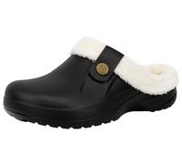 ChayChax Donna Uomo Invernali Zoccoli Sabot Imbottiti Calde Morbide Pantofole Casa Esterno in Comode Peluche Inverno Impermeabile Scarpe da Giardino, Nero, 37/38 EU