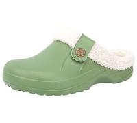 ChayChax Donna Uomo Invernali Zoccoli Sabot Imbottiti Calde Morbide Pantofole Casa Esterno in Comode Peluche Inverno Impermeabile Scarpe da Giardino, Verde, 40/41 EU
