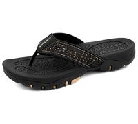 ChayChax Infradito Uomo Scarpe da Spiaggia e Piscina Antiscivolo Sandali Sportivi Pantofole Ciabatte da Mare Gomma Suola per Sostegno dell'Arco,Nero,47 EU