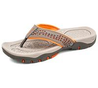 ChayChax Infradito Uomo Scarpe da Spiaggia e Piscina Antiscivolo Sandali Sportivi Pantofole Ciabatte da Mare Gomma Suola per Sostegno dell'Arco,Grigio Arancio,48 EU