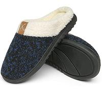ChayChax Pantofole da Casa Donna Uomo Caldo Peluche Ciabatte da Casa Memory Foam Casa Pattini Leggero Inverno Cotone Scarpe, Nero Blu A, 36/37 EU